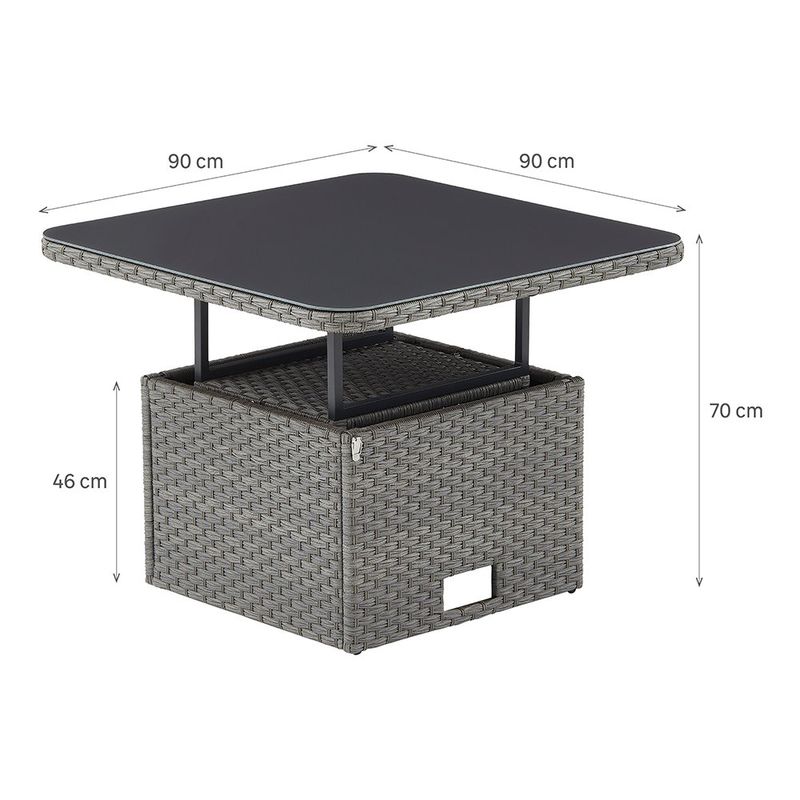 Mesa de Exterior Ajustable Drios de 90 x 90 x 70 cm Color Gris Oscuro