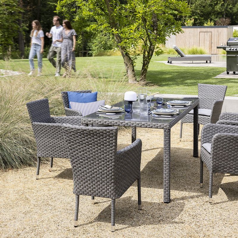 Mesa de Comedor de Exterior Drios de 172 x 89 x 75 cm para 6 Personas Gris Oscuro