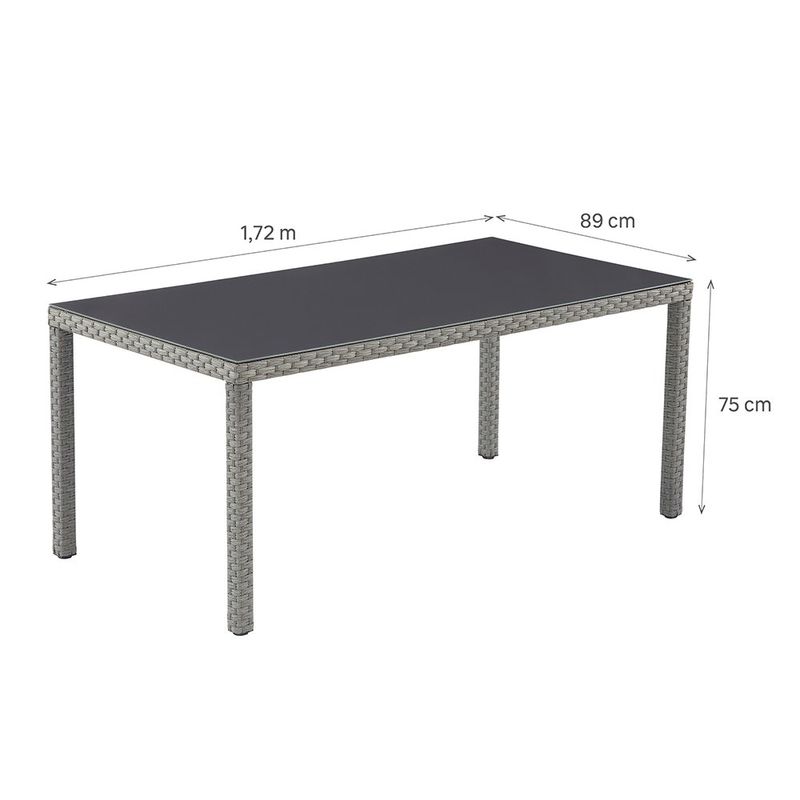 Mesa de Comedor de Exterior Drios de 172 x 89 x 75 cm para 6 Personas Gris Oscuro