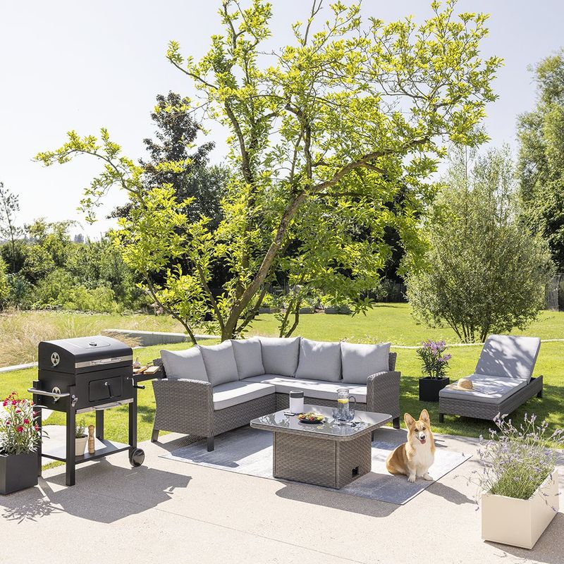 Sillón Esquinero de Exterior Drios Gris Oscuro de 74 x 110/186 x 80 cm