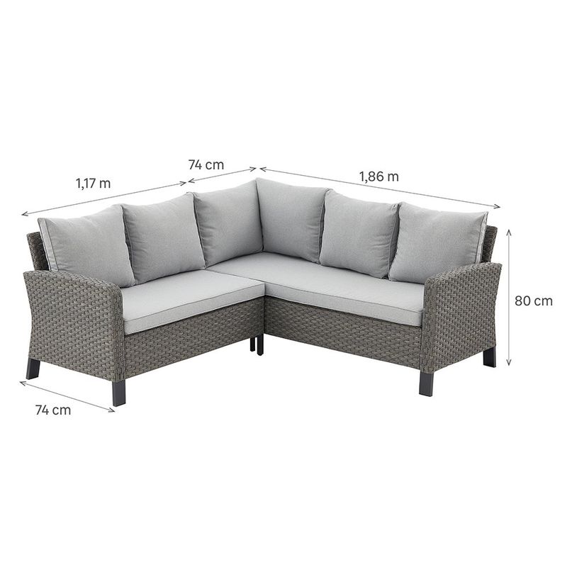 Sillón Esquinero de Exterior Drios Gris Oscuro de 74 x 110/186 x 80 cm