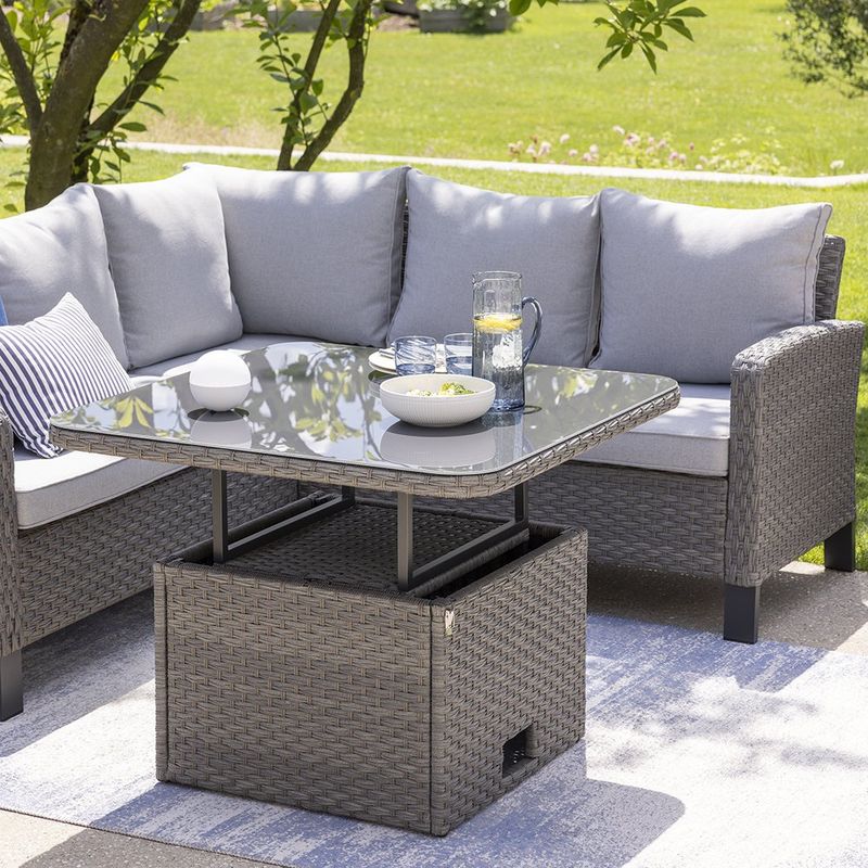 Sillón Esquinero de Exterior Drios Gris Oscuro de 74 x 110/186 x 80 cm
