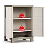 Gabinete Bajo de Plástico con Puertas Excellence para Organización Beige Taupe