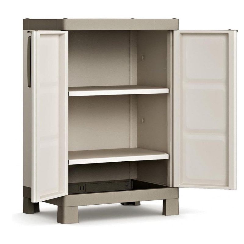 Gabinete Bajo de Plástico con Puertas Excellence para Organización Beige Taupe