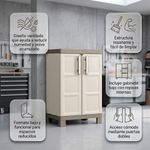 Gabinete Bajo de Plástico con Puertas Excellence para Organización Beige Taupe