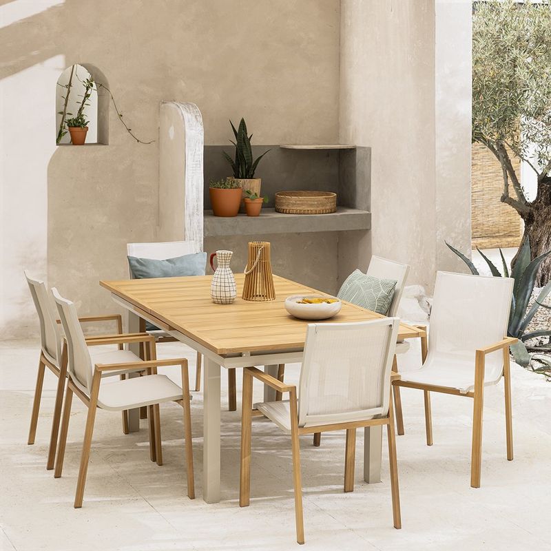 Silla de Comedor de Exterior Odyssea de Aluminio y Textileno de 56.5 x 58.5 x 91 cm