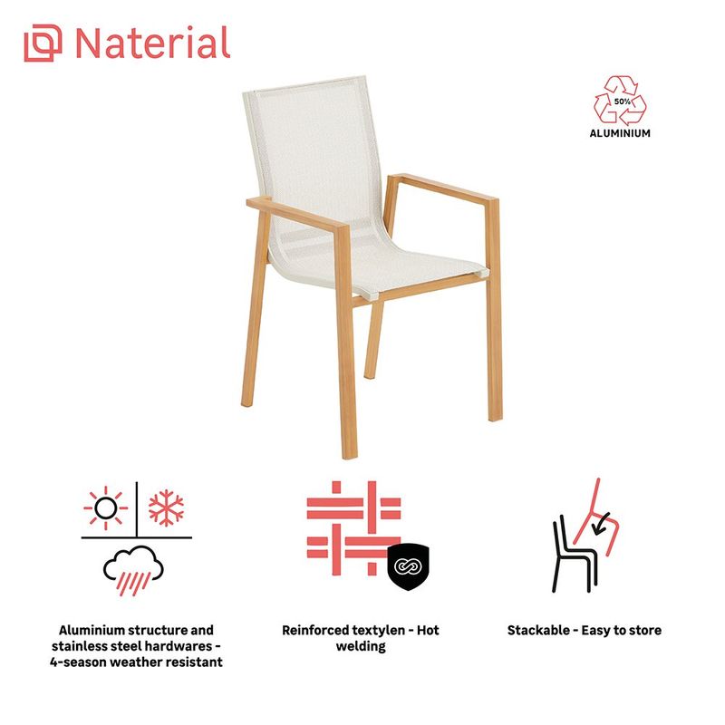 Silla de Comedor de Exterior Odyssea de Aluminio y Textileno de 56.5 x 58.5 x 91 cm