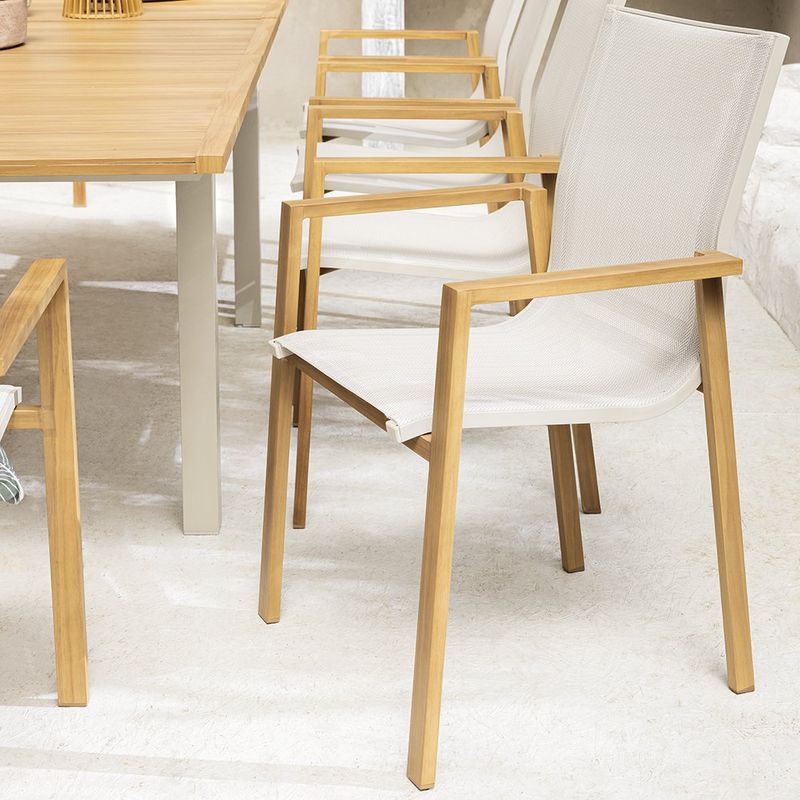 Silla de Comedor de Exterior Odyssea de Aluminio y Textileno de 56.5 x 58.5 x 91 cm