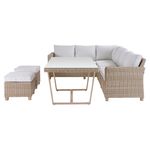 Juego de Sala de Exterior Medena Beige para 7 Personas con Sofá Esquinero, Mesa y 2 Puff