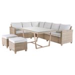 Juego de Sala de Exterior Medena Beige para 7 Personas con Sofá Esquinero, Mesa y 2 Puff
