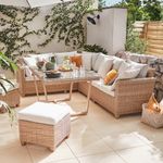 Juego de Sala de Exterior Medena Beige para 7 Personas con Sofá Esquinero, Mesa y 2 Puff