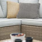Juego de Sala de Exterior Medena Beige para 7 Personas con Sofá Esquinero, Mesa y 2 Puff