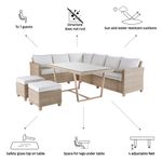 Juego de Sala de Exterior Medena Beige para 7 Personas con Sofá Esquinero, Mesa y 2 Puff