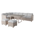 Juego de Sala de Exterior Medena Beige para 7 Personas con Sofá Esquinero, Mesa y 2 Puff