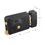 Cerradura de Sobreponer Derecha de 72 mm para Puerta Color Negro