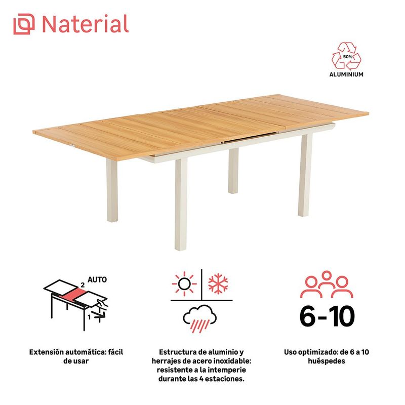 Mesa de Comedor de Exterior Extensible Odyssea de 188 a 244 x 100 x 76 cm para 8 a 10 Personas