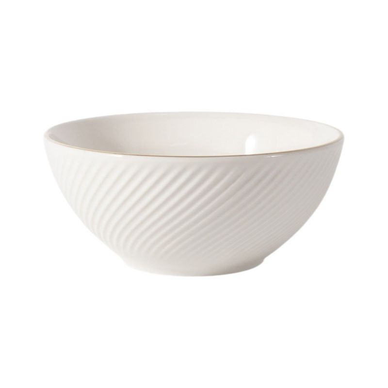 Vajilla de Porcelana de 12 Piezas Blanca con Borde Dorado