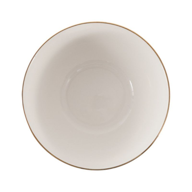 Vajilla de Porcelana de 12 Piezas Blanca con Borde Dorado