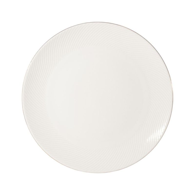 Vajilla de Porcelana de 12 Piezas Blanca con Borde Dorado