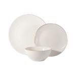 Vajilla de Porcelana de 12 Piezas Blanca con Borde Dorado