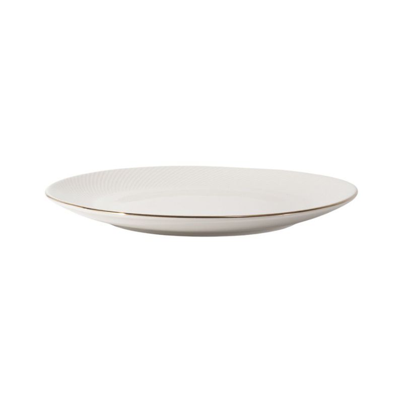 Vajilla de Porcelana de 12 Piezas Blanca con Borde Dorado