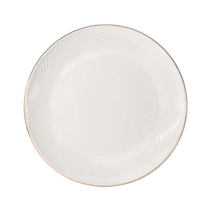 Vajilla de Porcelana de 12 Piezas Blanca con Borde Dorado