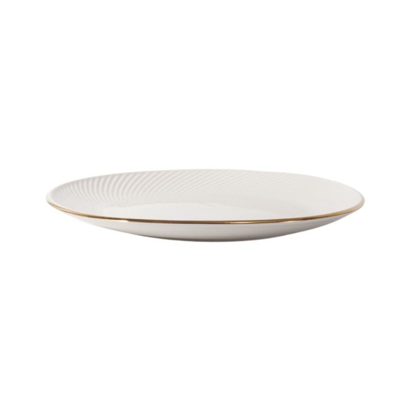 Vajilla de Porcelana de 12 Piezas Blanca con Borde Dorado