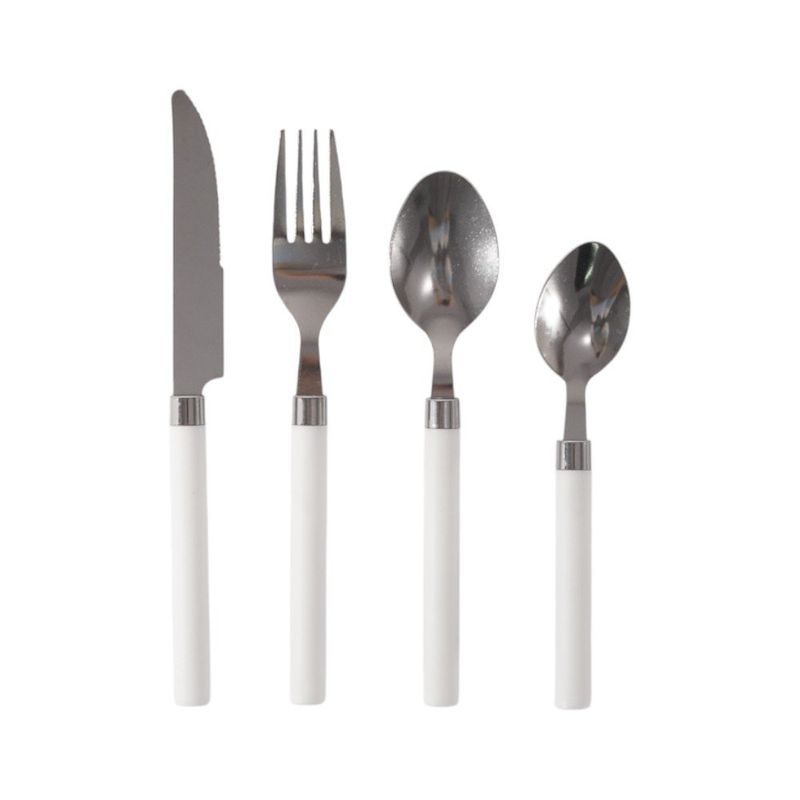 Vajilla de Porcelana de 18 Piezas Blanca con Cubiertos