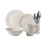 Vajilla de Porcelana de 18 Piezas Blanca con Cubiertos