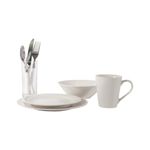 Vajilla de Porcelana de 18 Piezas Blanca con Cubiertos