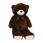 Peluche de Oso Grande con Moño Decorativo Color Café Oscuro de 100 Cm