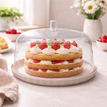Pastelero con Tapa de Plástico de 30 cm Color Beige