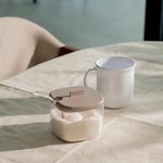 Azucarero con Tapa Beige y Cuchara Transparente