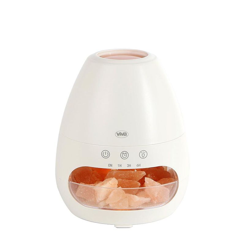 Difusor de Aroma con Luz LED y Piedras de Sal Himalaya Color Blanco