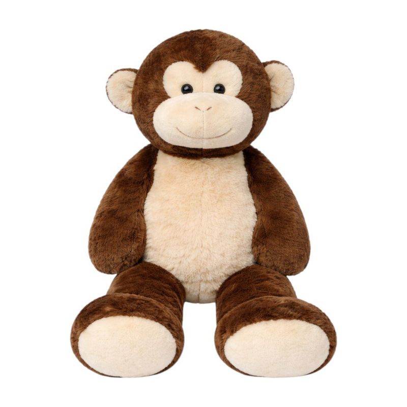 Peluche de Mono Grande Textura Afelpada Suave Color Café y Beige de 100 Cm