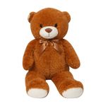 Peluche de Oso Grande con Moño Decorativo Color Café Claro de 100 Cm