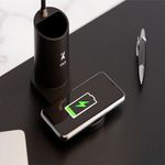 Lámpara de Escritorio LED con Cargador Inalámbrico y Porta Lapiceros Color Negro