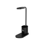 Lámpara de Escritorio LED con Cargador Inalámbrico y Porta Lapiceros Color Negro