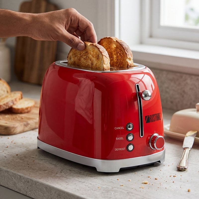 Tostador de Pan Retro para 2 Rebanadas de 700 W Color Rojo