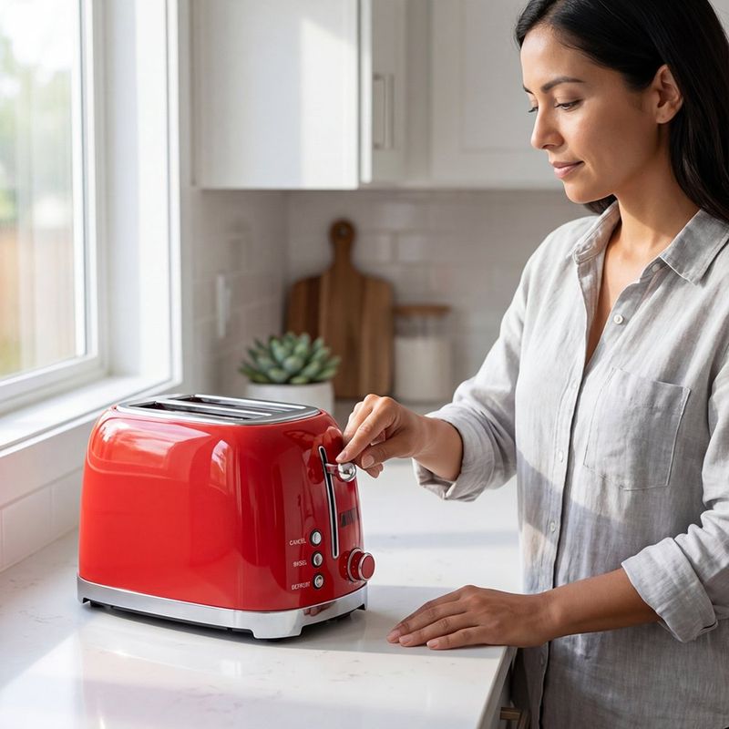 Tostador de Pan Retro para 2 Rebanadas de 700 W Color Rojo