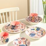 Set de 4 Tazas de 13.5 oz Rosa con Diseño Floral para Café y Bebidas Calientes