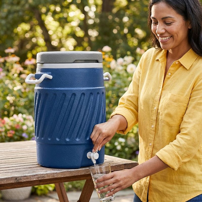 Termo Dispensador de 20 Litros para Bebidas Frías de 38 x 38 x 51 cm Color Azul Marino