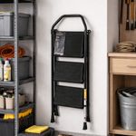 Escalera Tubular Plegable de 3 Escalones Color Negro