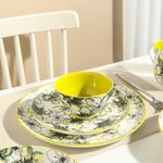 Set de 4 Bowls de 5.9 Plg Verdes con Diseño Floral para Servir