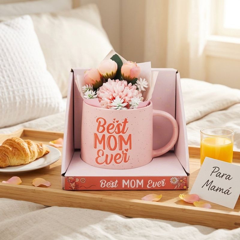 Set de Taza de Cerámica de 20 oz con Flores Decorativas