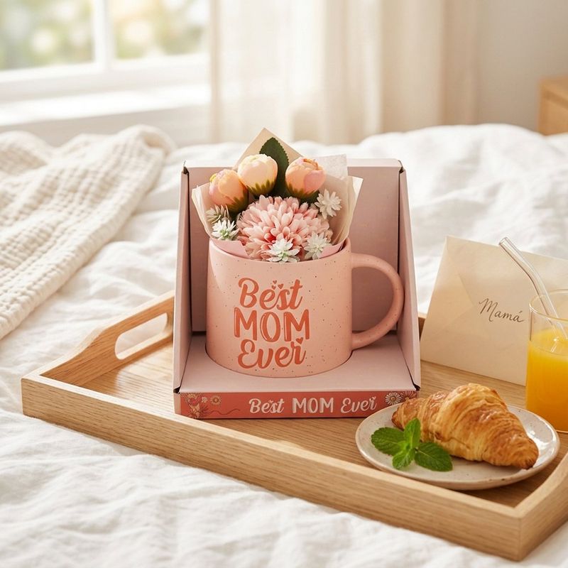 Set de Taza de Cerámica de 20 oz con Flores Decorativas