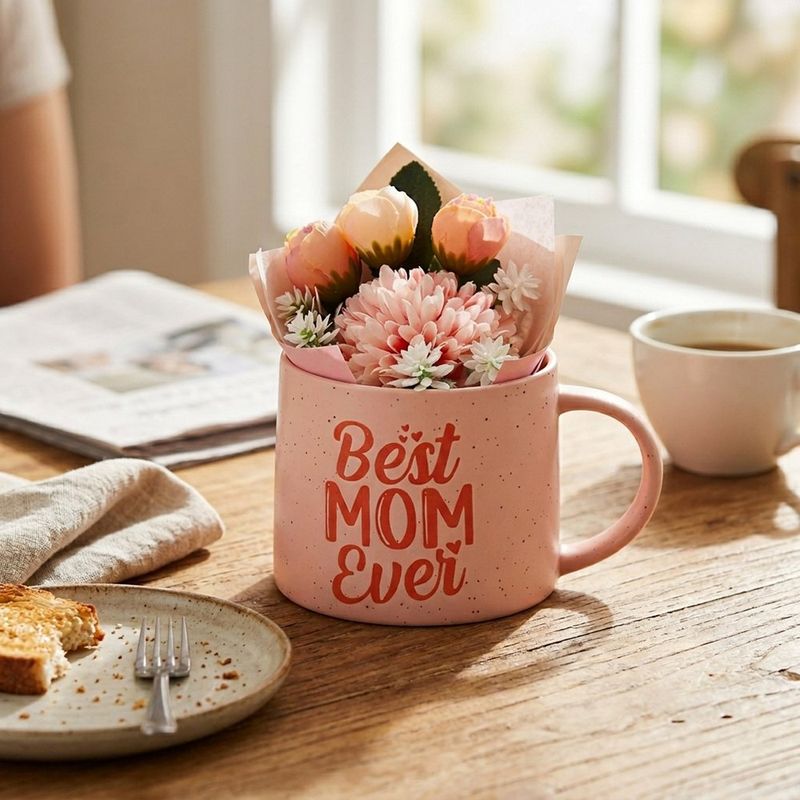 Set de Taza de Cerámica de 20 oz con Flores Decorativas