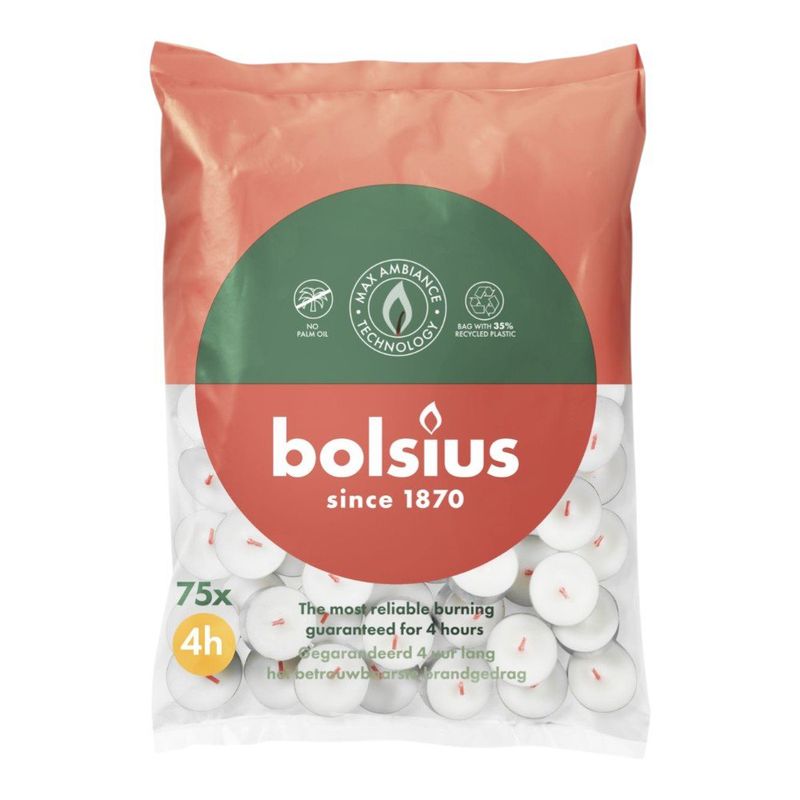 Bolsa de 75 Velas Tealight 4 h para Decoración Color Blanco