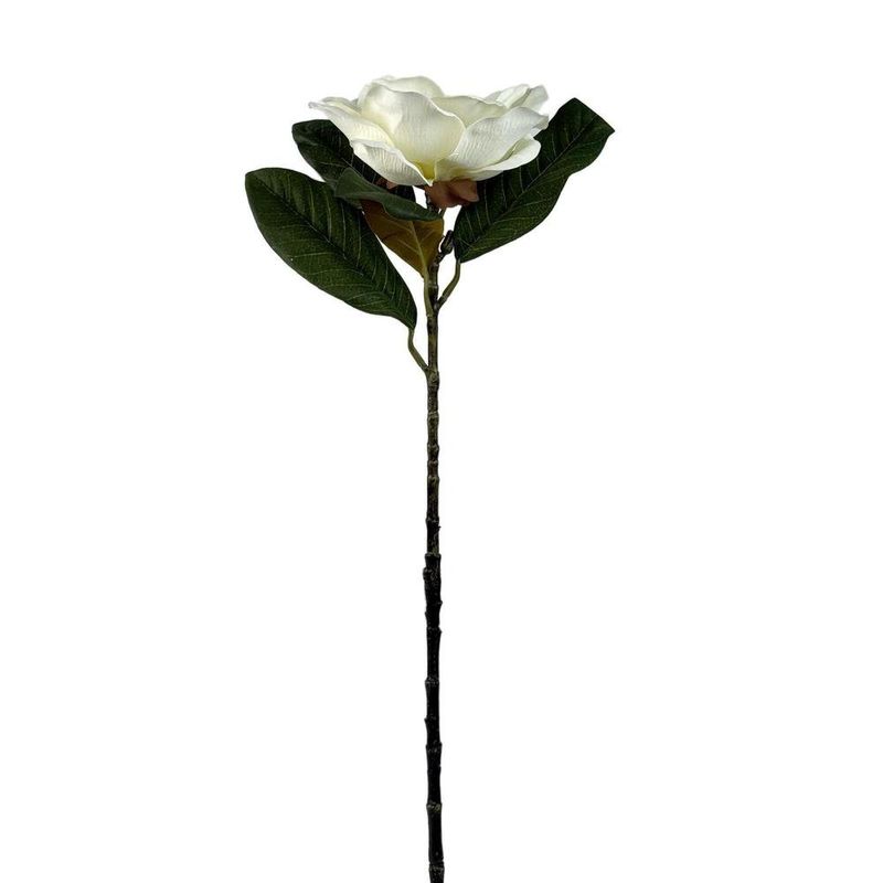 Flor Artificial Magnolia Color Blanco de 10 cm para Floreros y Arreglos