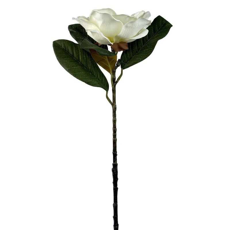Flor Artificial Magnolia Color Blanco de 10 cm para Floreros y Arreglos